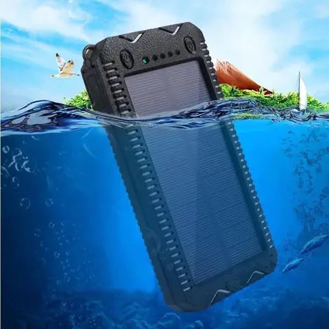 Solar Power Bank with Cigarette Lighter and Waterproof Design