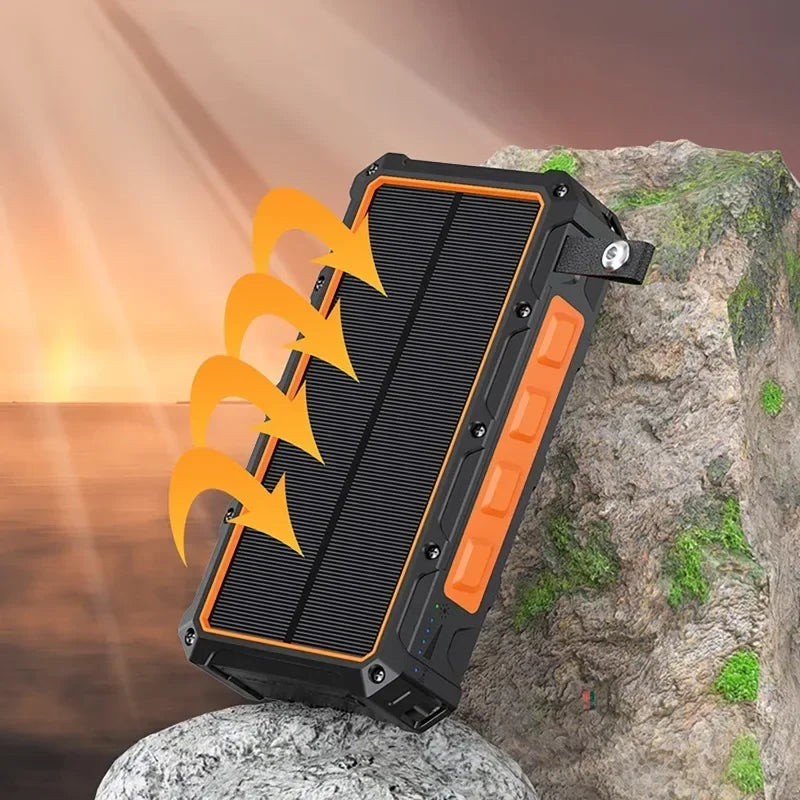 Portable Hand Crank Solar Power Bank With Light 20000mAh Large Capacity Fast Charging Mobile Power Supply Charger Station
