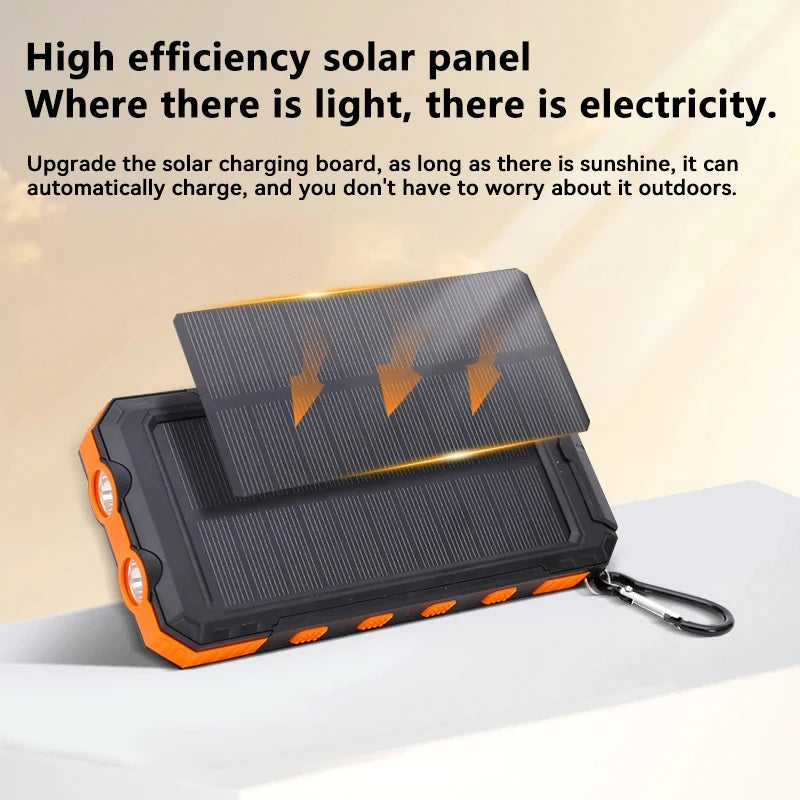 VIVO Waterproof Outdoor Solar Power Bank 50000mAh Dual USB Travel Outdoor Solar Mobile Phone Charger Solar Powerbank For Camping