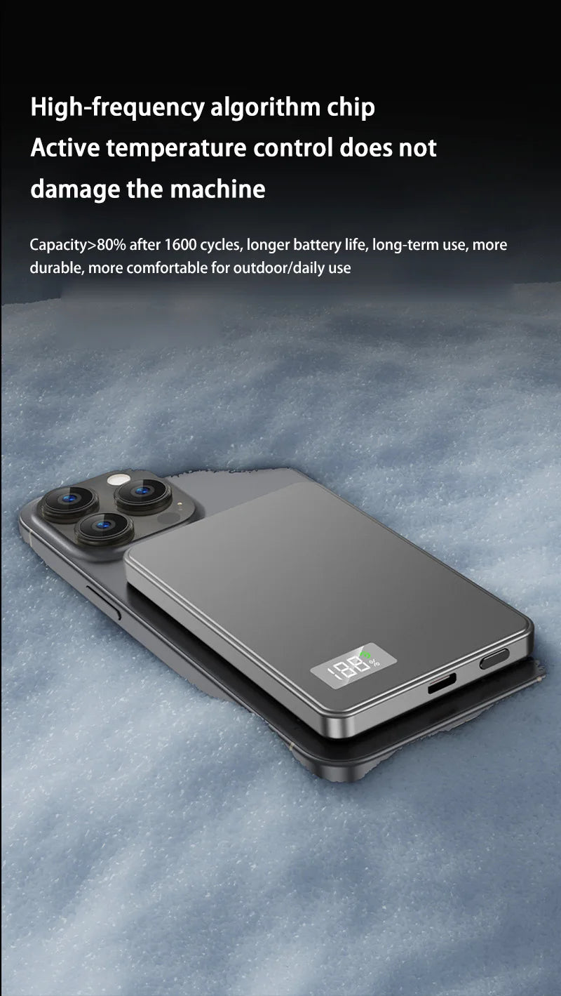 Magnetic Power Bank 50000mAh Ultra 3C Certification Ultra-Thin Wireless Fast Charging Portable Battery Display PD22.5W Universal