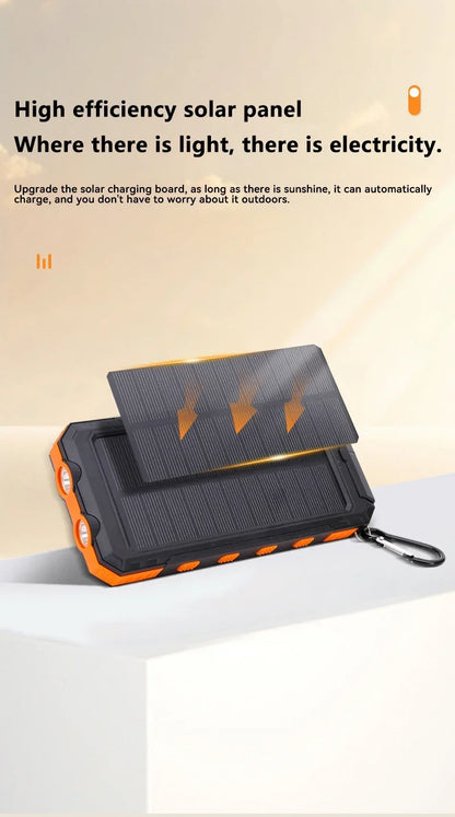 200000mAh Solar Power Bank  Fast Charging Portable Large Capacity Charger Compatible For IOS Android USB-A and USB-C