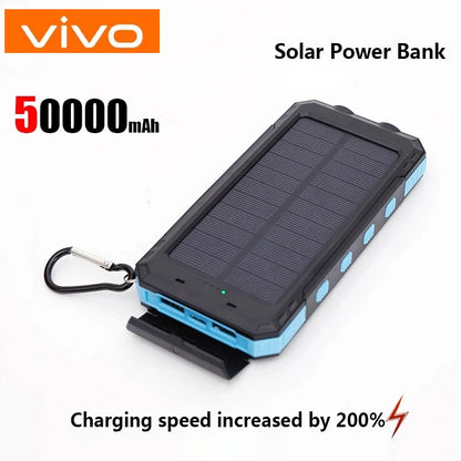 VIVO Waterproof Outdoor Solar Power Bank 50000mAh Dual USB Travel Outdoor Solar Mobile Phone Charger Solar Powerbank For Camping