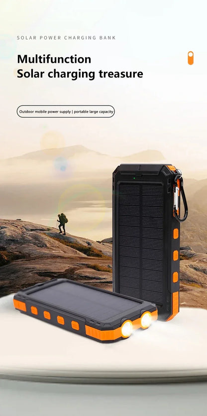 200000mAh Solar Power Bank  Fast Charging Portable Large Capacity Charger Compatible For IOS Android USB-A and USB-C