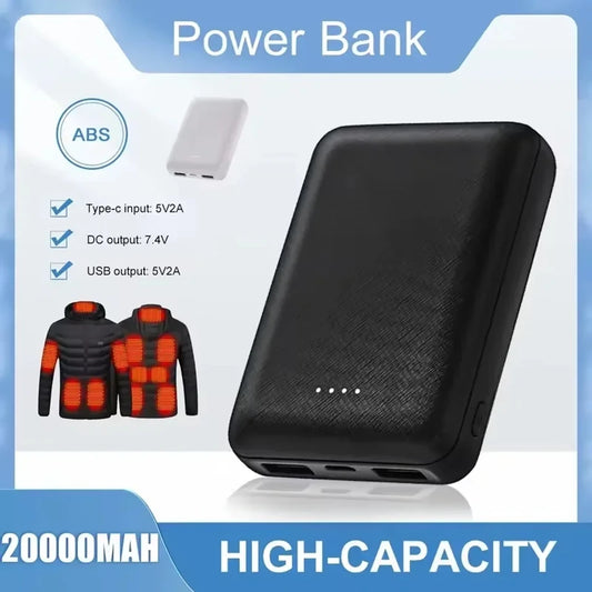 20000mAh Power Bank Fast Charging USB Charger Portable External Battery Pack for Heating Vest Jacket Scarf Socks Glove Equipment
