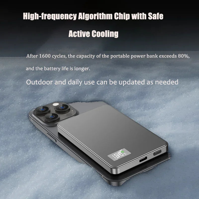 ViVO 500000mAh Power Bank Portable Ultra-thin CCC Certified MagSafe Magnetic Wireless Super Fast Charging Electronic Display