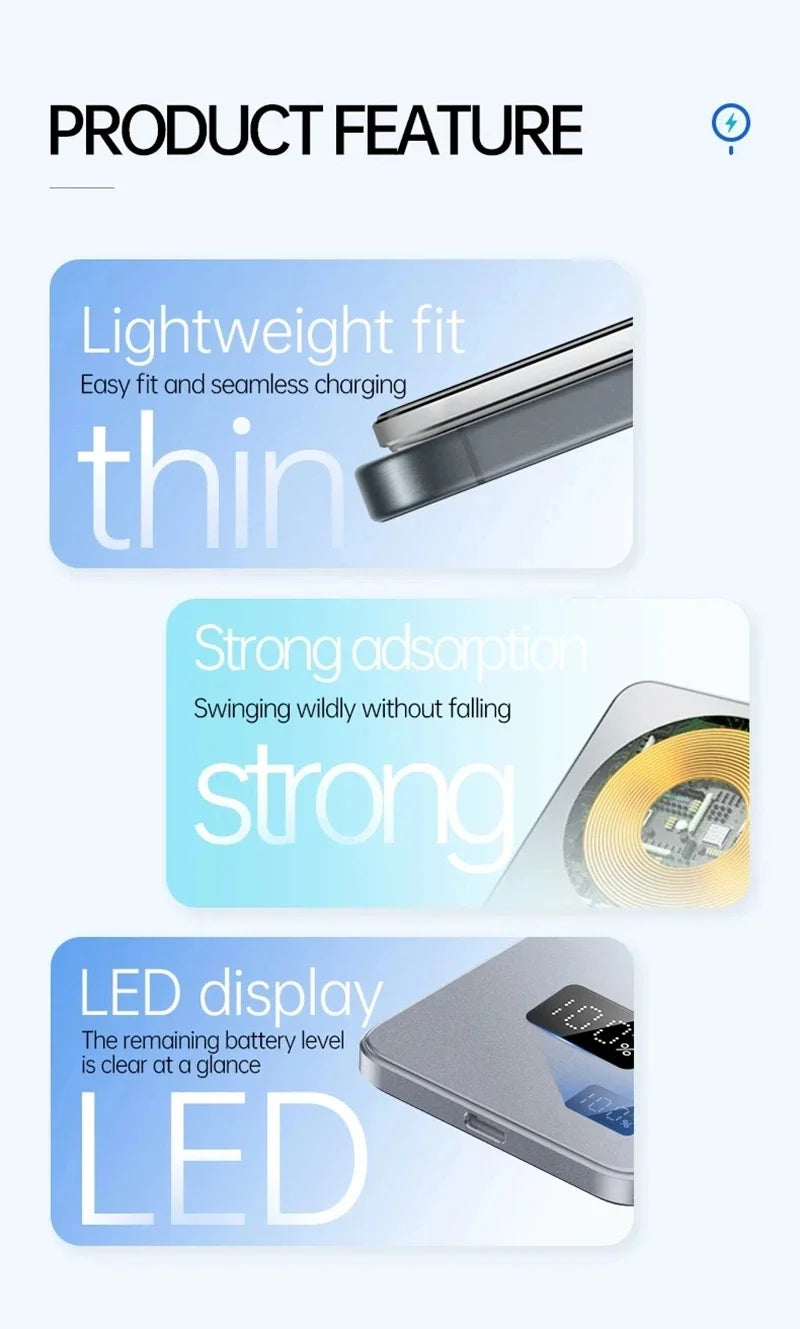 ViVO 500000mAh Power Bank Portable Ultra-thin CCC Certified MagSafe Magnetic Wireless Super Fast Charging Electronic Display