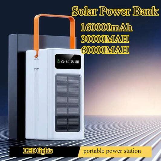160000mAh Solar Power Bank with 10W Super Fast Charging Ultra High Capacity Outdoor Portable Charger for Camping LED Flashlight
