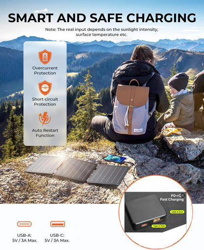 2000W portable solar charger 5V 12V flexible Solar panel plate battery USB A C DC  21W/30W/60W/80W power bank For camping