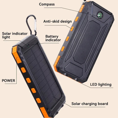 VIVO Waterproof Outdoor Solar Power Bank 50000mAh Dual USB Travel Outdoor Solar Mobile Phone Charger Solar Powerbank For Camping