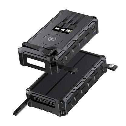 Portable Hand Crank Solar Power Bank With Light 20000mAh Large Capacity Fast Charging Mobile Power Supply Charger Station