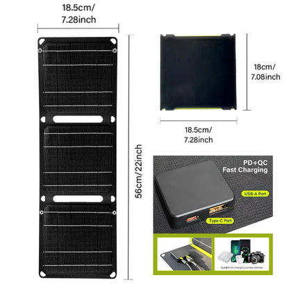 2000W portable solar charger 5V 12V flexible Solar panel plate battery USB A C DC  21W/30W/60W/80W power bank For camping
