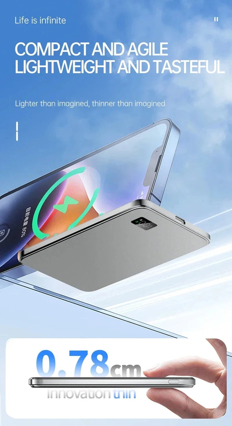 ViVO 500000mAh Power Bank Portable Ultra-thin CCC Certified MagSafe Magnetic Wireless Super Fast Charging Electronic Display