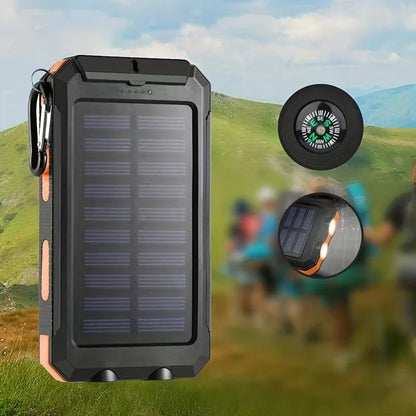 20000mah Waterproof Solar Powerbank Portable Large Capacity Charger Solar Fast Charging Waterproof With Compass For Ios Android