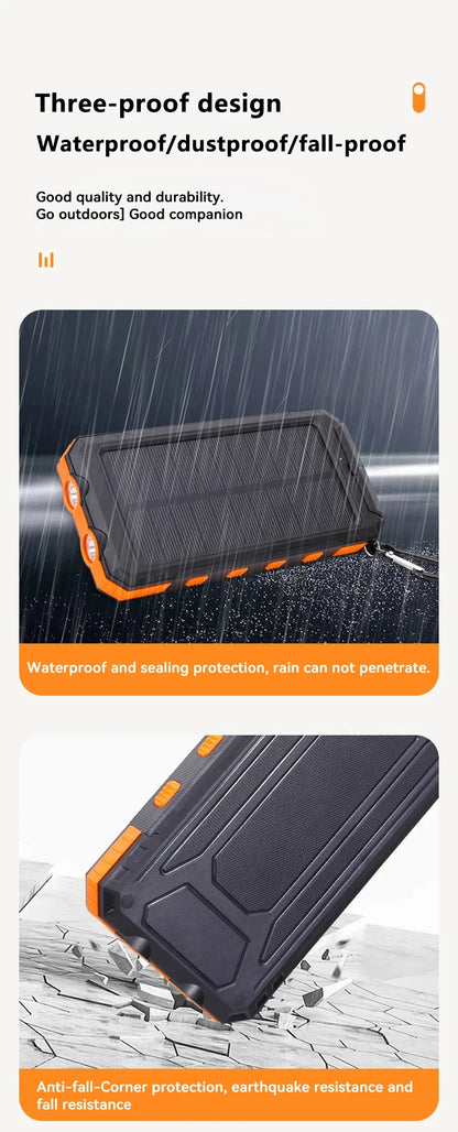 VIVO Waterproof Outdoor Solar Power Bank 50000mAh Dual USB Travel Outdoor Solar Mobile Phone Charger Solar Powerbank For Camping