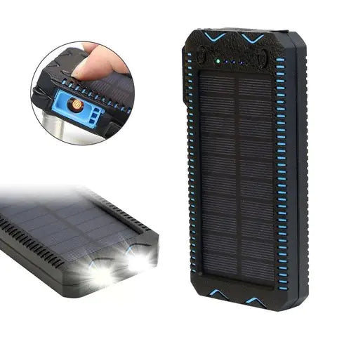Solar Power Bank with Cigarette Lighter and Waterproof Design